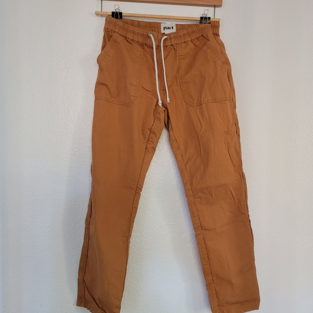 PACT Organic Cotton woven roll-up pants, M, camel
